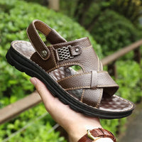 Summer Men Leather Sandals Genuine Leather Non-slip Men Shoes Slippers Outdoor Thick-soled Beach Shoes Comfor Soft Men sandalias - Buy online at  Vibe In Cart.