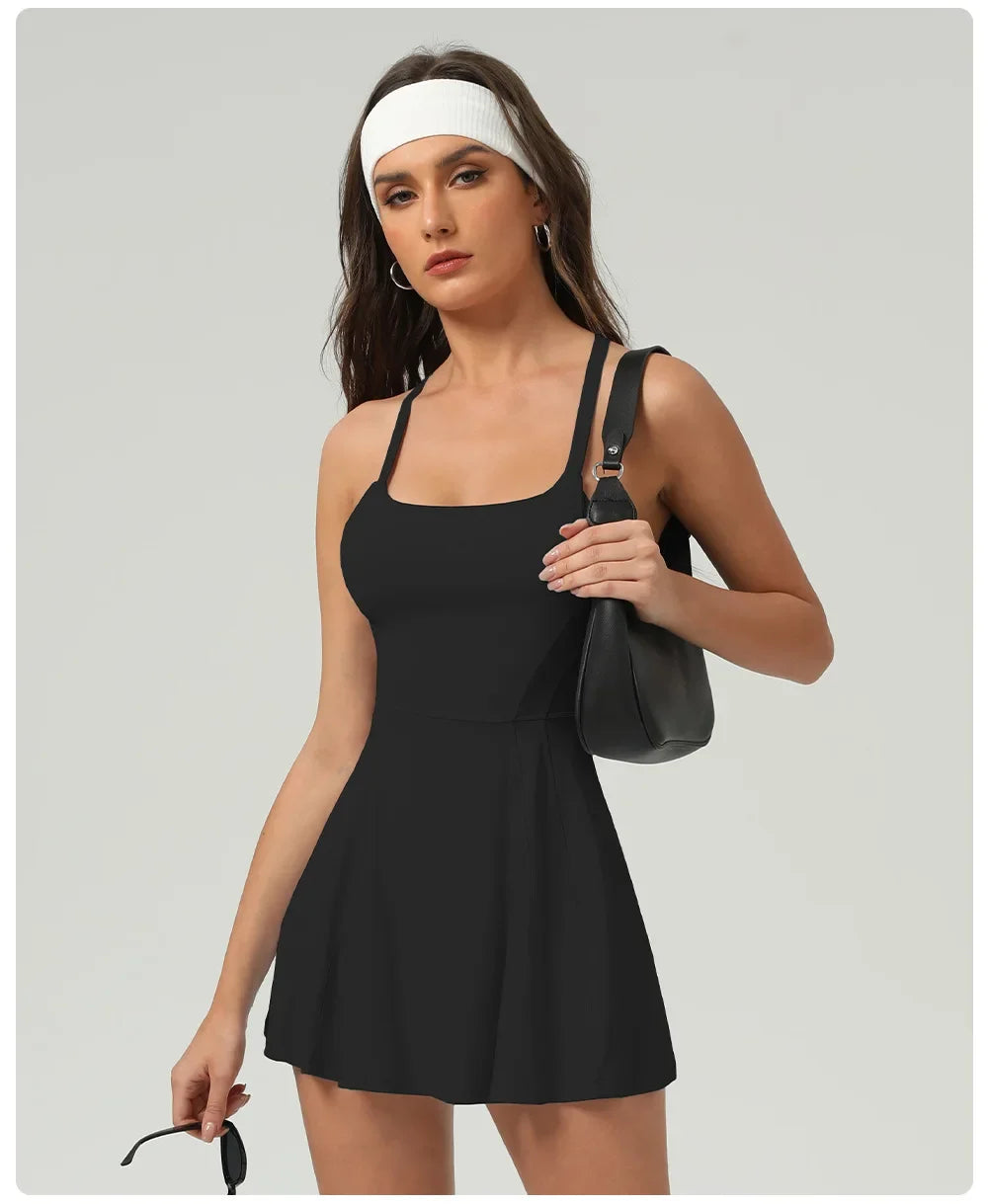 Ice Sensation Tennis Dresses Women Summer Breathable Slim Sport Active Dresses Outdoor Soft Yoga Golf  Workout Clothes 2025