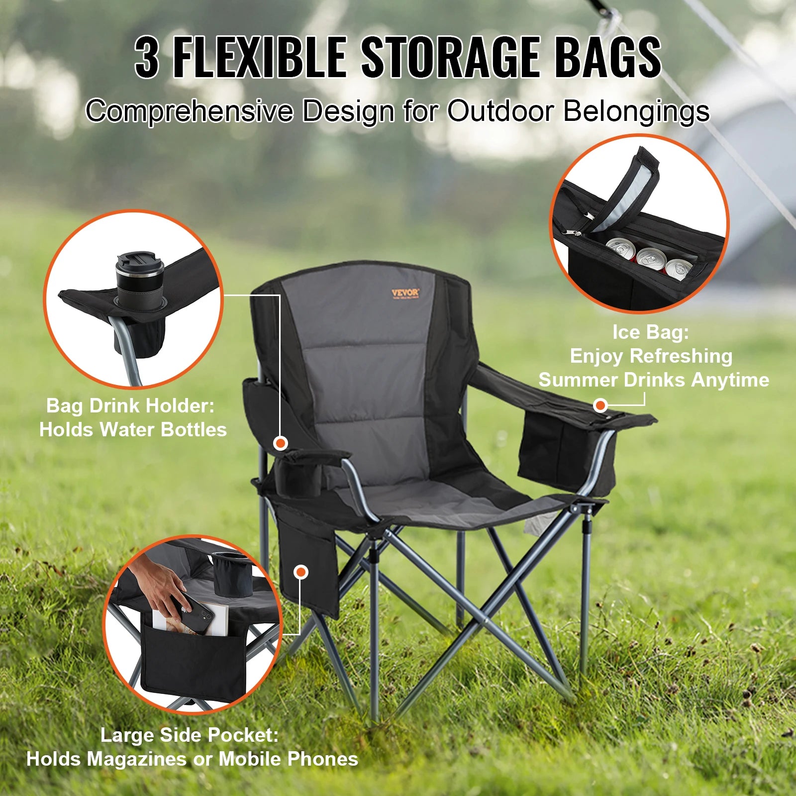 SucceBuy Outdoor Camping Chair 350lbs High Load Ultralight Folding Chair Portable Beach Hiking Picnic Travel Seat Fishing Tool - Buy online at  Vibe In Cart.