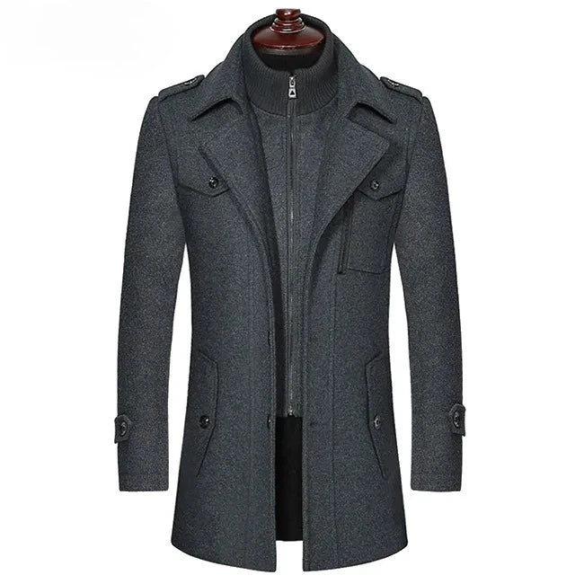 2025 new winter men's woolen coat, men's brand jacket, middle-aged double-shoulder long woolen windbreaker coat in European size - Buy online at  Vibe In Cart.