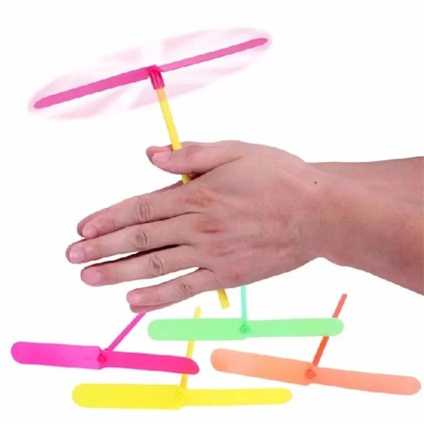 Plastic Bamboo Dragonfly Propeller Outdoor Toy, 10 or 20 Pieces, Multicolor