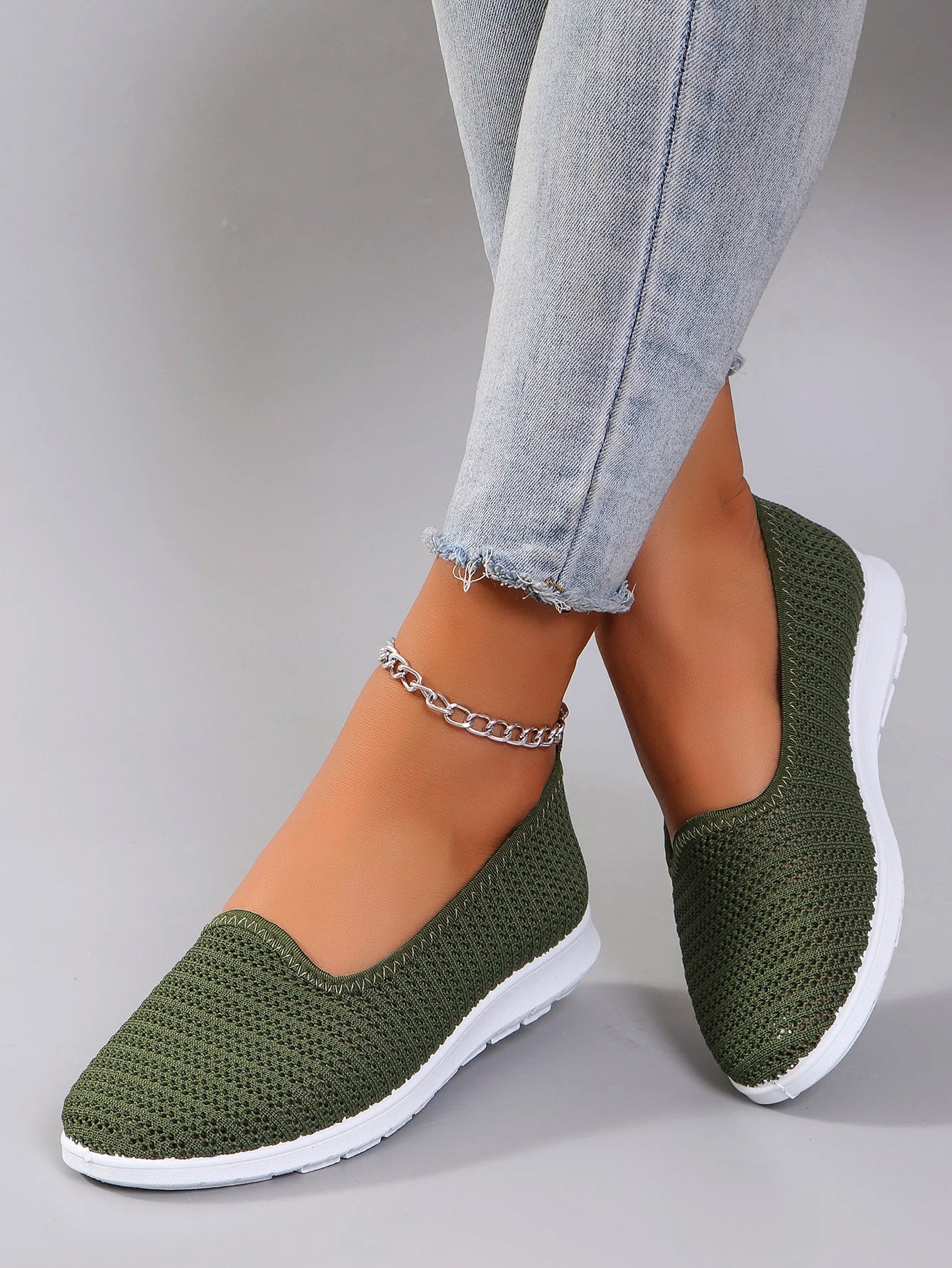 Women's Summer Breathable Mesh Flat Shoes with Elastic Band