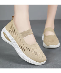 Women's Platform Casual Flats Slip-On Mesh Breathable Walking Shoes