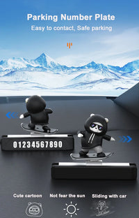New Dashboard Car Decorations Skateboard Bear Magnetic Parking Number Plate Creative Car Cartoon Interior Interior Accessories - Buy online at  Vibe In Cart.