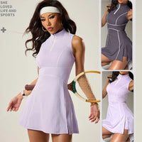 Women Tennis Dress Summer Outdoor Running Suit Lapel Collar Zipper Golf Dress Female Sleeveless Breathable Yoga Skirts - Buy online at  Vibe In Cart.