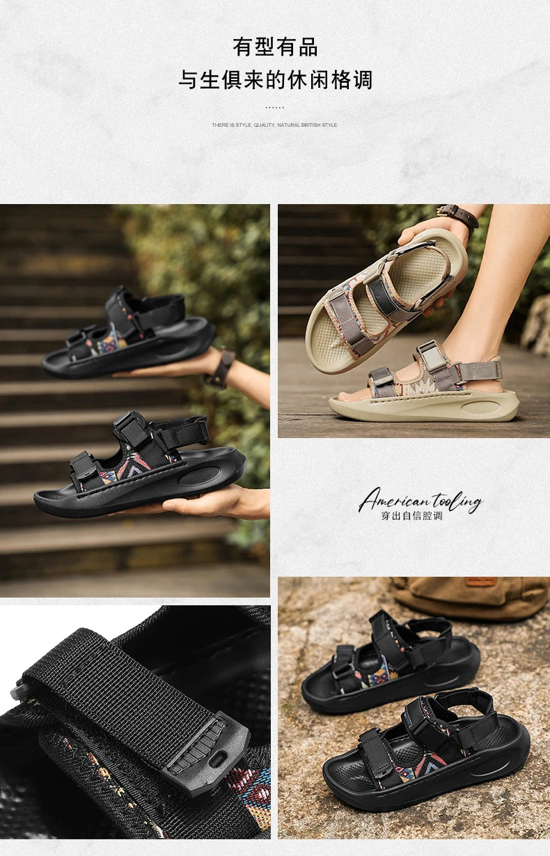 Men's outdoor casual sandals summer new soft-sole non-slip comfort sandals fashion youth Joker light breathable sports slippers - Buy online at  Vibe In Cart.