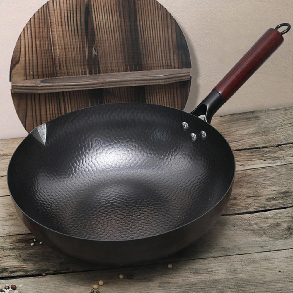 Pure Iron wok cast iron pan Non-coated Pot General use for Gas and Induction Cooker 32cm Chinese Wok Cookware Pan - Buy online at  Vibe In Cart.