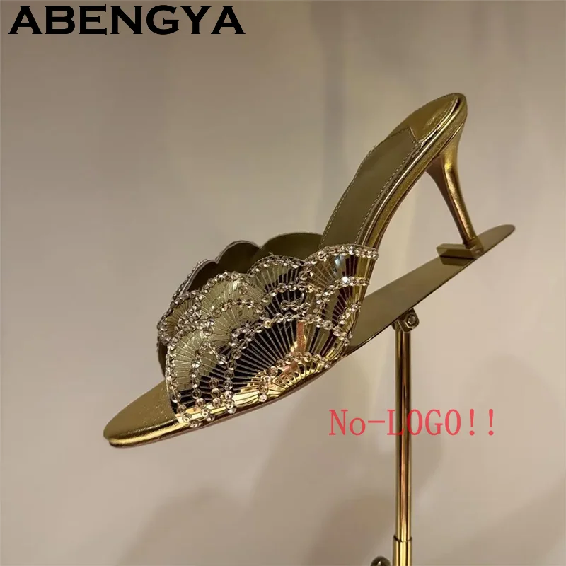 2026 Summer Trendy New Shiny Fish Mouth Toe Sexy Stiletto Sandals Woman Quality Sequined Thin High Heel Slippers for Women Shoes - Buy online at  Vibe In Cart.