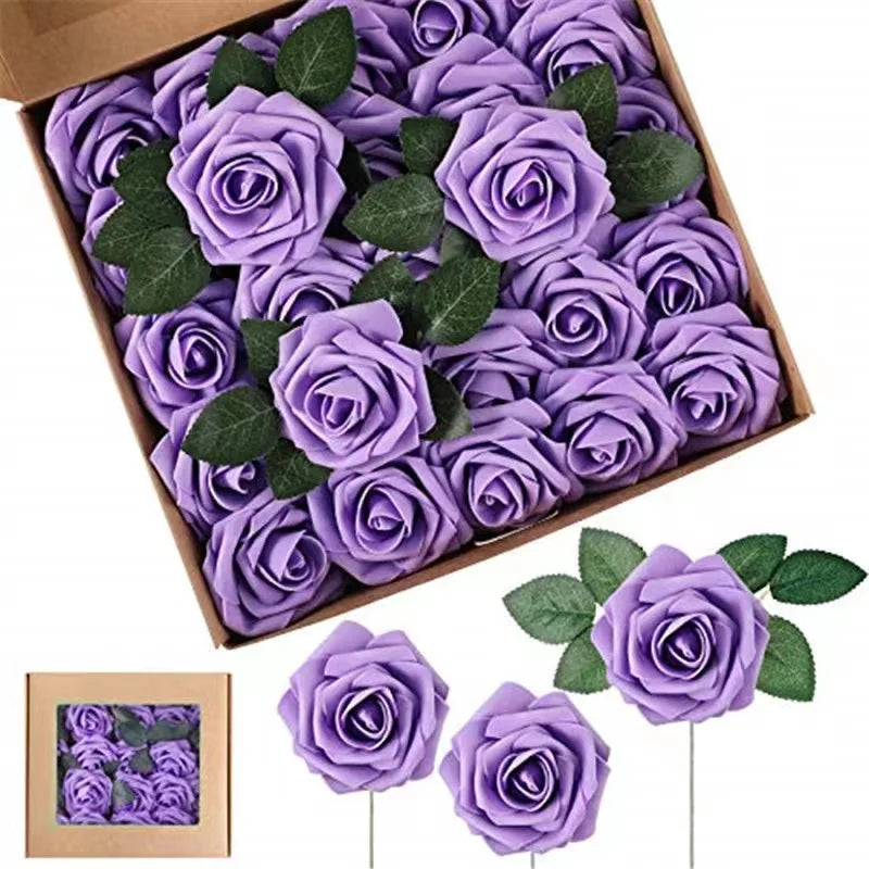 Artificial Foam Rose Flowers Bouquet Set, 10-100 Pieces