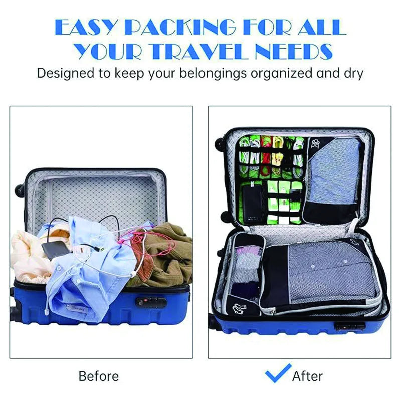 5 Piece Polyester Mesh Compression Packing Cubes for Suitcase