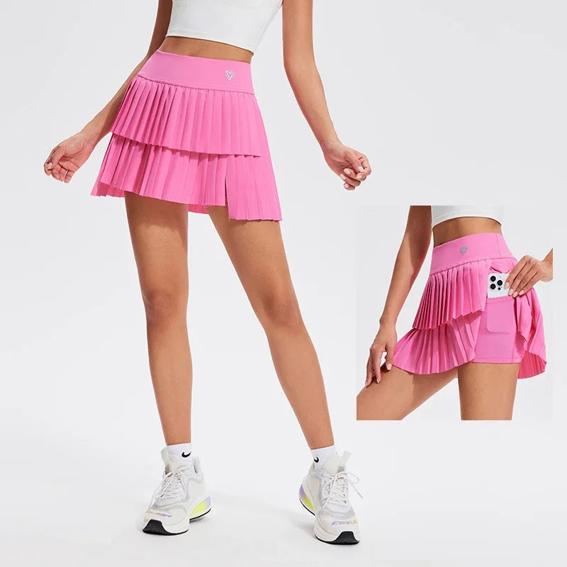 Women Sports Mini Pleated Skirt Golf Tennis Skirts With Pocket Double Layer Gym Fitness Running Yoga Athletic Workout Skort - Buy online at  Vibe In Cart.