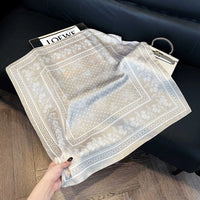 Printed Paisley Houndstooth Square Scarf for Women, Coffee Color, Polyester