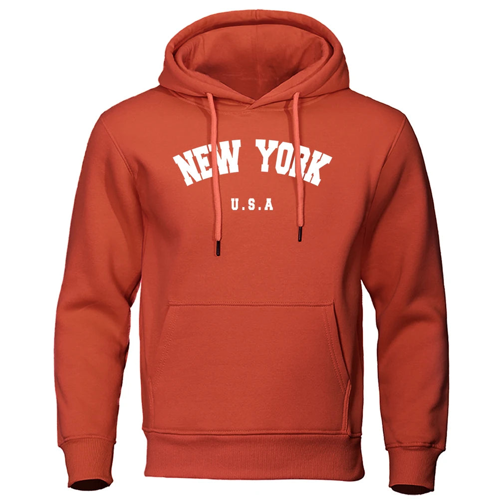 NEW YORK Letter U.S.A City Print Hoody Men Fashion Casual Long Sleeves Hooded Loose Oversize Pullover Hoodie Street Sweatshirt - Buy online at  Vibe In Cart.