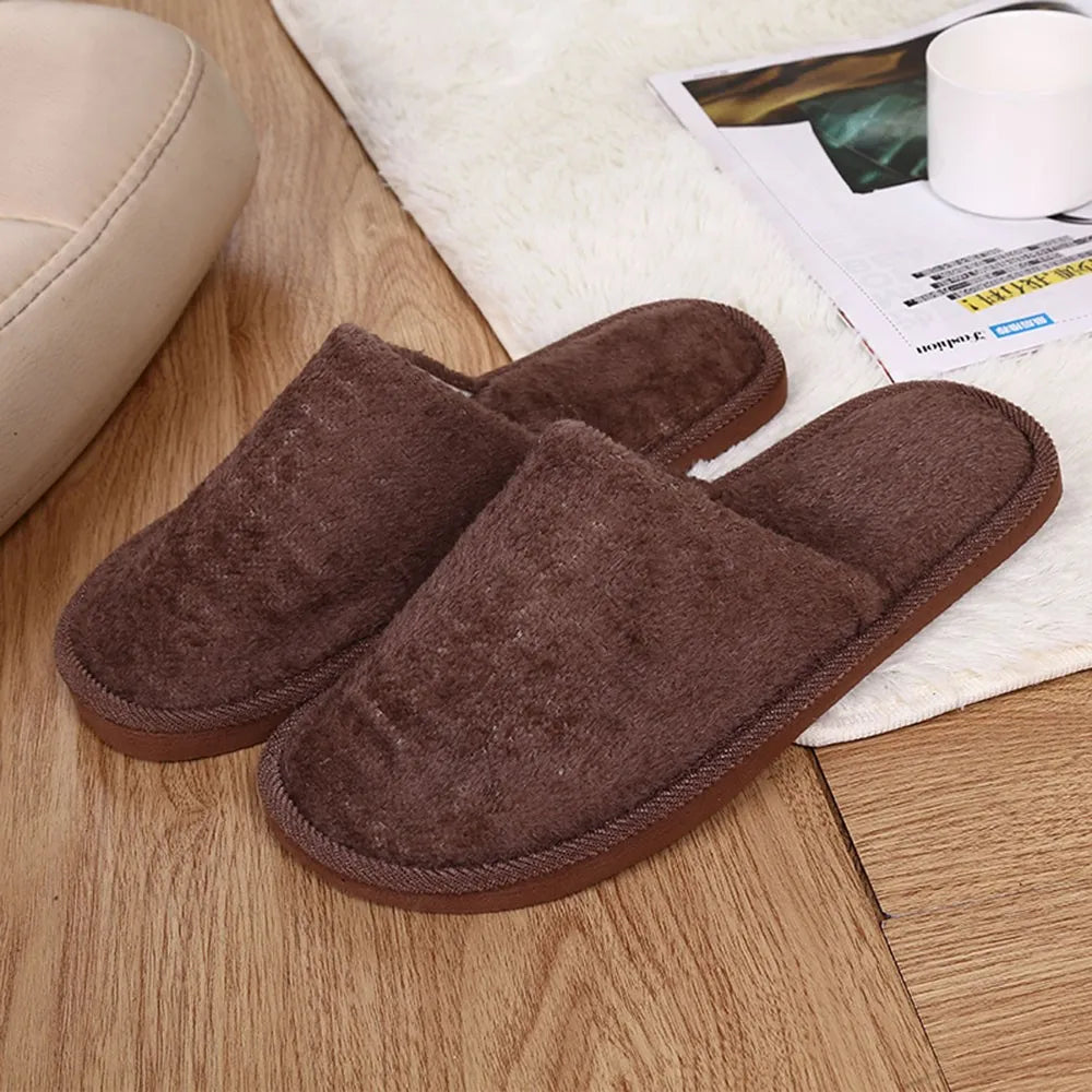 Men's Winter Slippers Warm Bedroom Plush Shoes Home Floor Soft Indoors Thin Velvet Solid Color Non Slip Half Drag Slipper - Buy online at  Vibe In Cart.