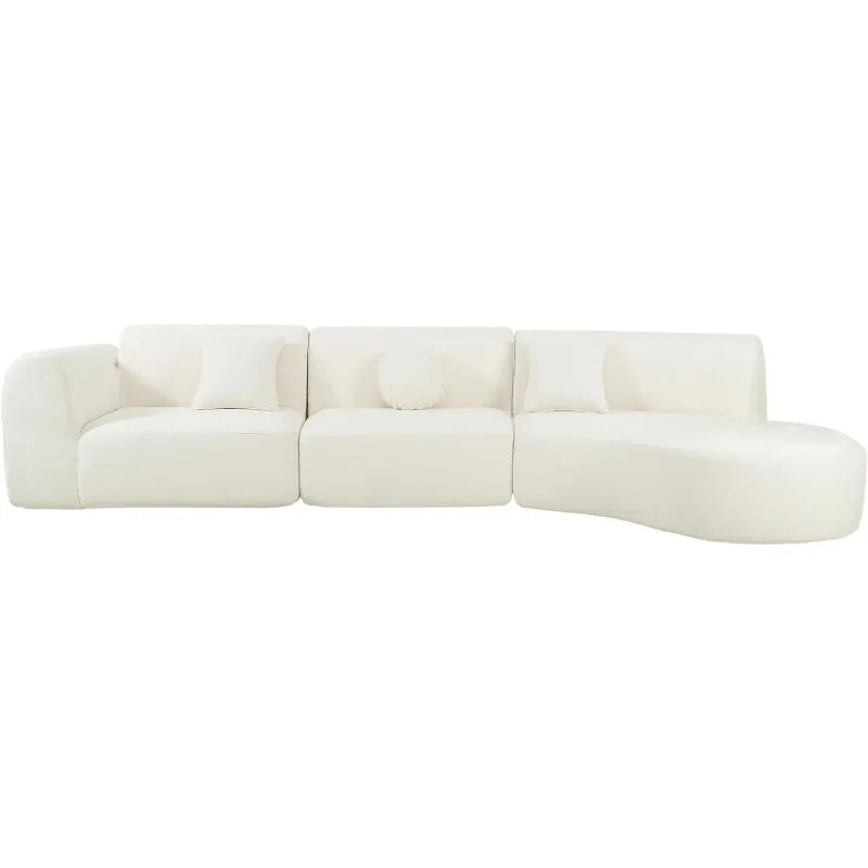 Curved Polyester Sectional Sofa Set, 7 Seat Modern Cloud Couch with Chaise Lounge, 3 Pillows, Fully Assembled for Living Room - Buy online at  Vibe In Cart.