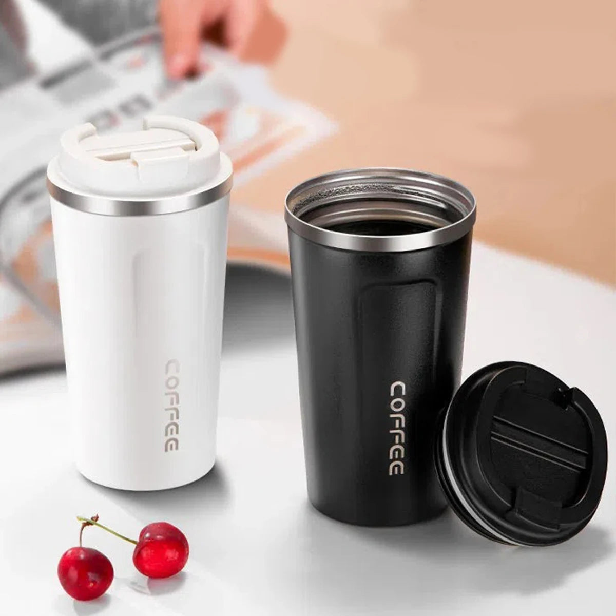 WORTHBUY Thermos Cup 304 Stainless Steel Double Wall Insulated Coffee Mug Leak-proof Thermal Tumbler Travel Portable Drinkware - Buy online at  Vibe In Cart.