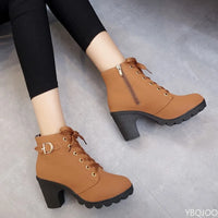 New Spring Winter Fashionable versatile Women Boots Lace-up Fashionable versatile Ladies Shoes comfortable High Heels Boots - Buy online at  Vibe In Cart.