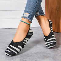 Women's Square Toe Knitted Slip-On Loafers Flat Shoes