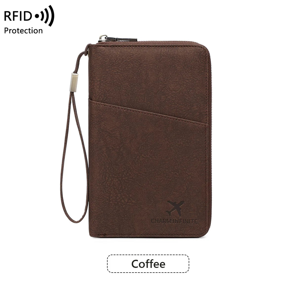 RFID Blocking Polyurethane Passport Holder with Zipper