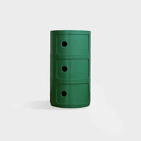 Round Plastic Bedside Table with 4 Drawers for Bedroom