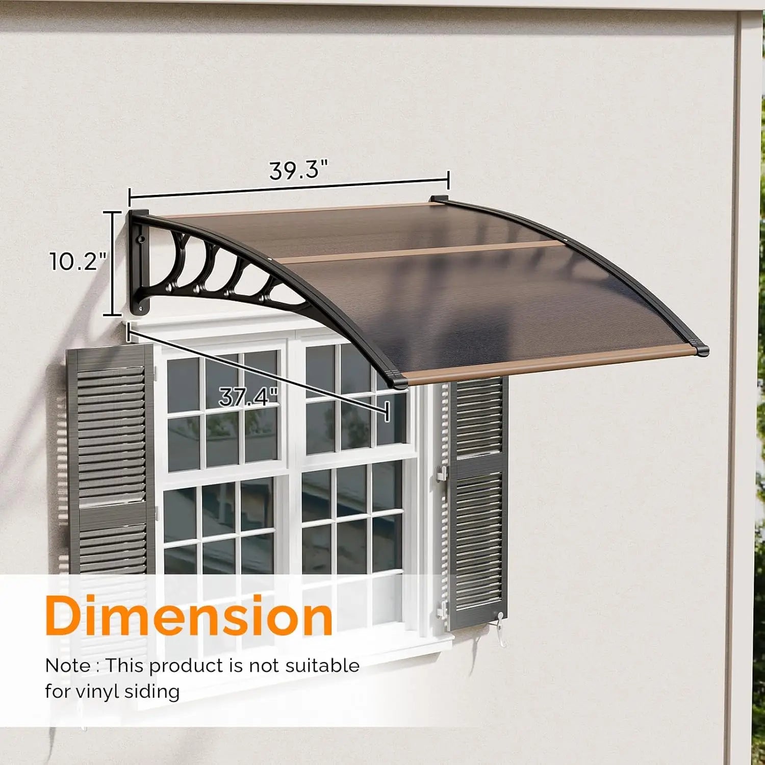 Window Awning Door Canopy, 40" x 40" Window Awning Overhead Modern Polycarbonate Cover Outdoor Front Porch Patio Canopy - Buy online at  Vibe In Cart.