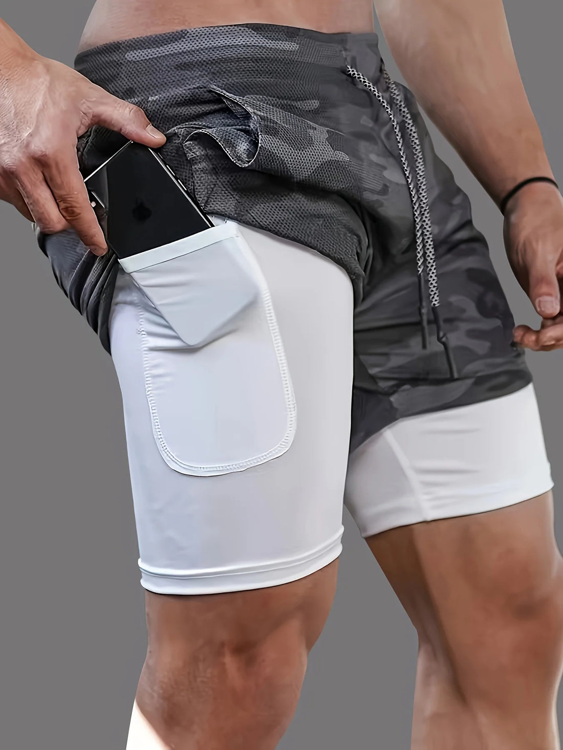 Men's Running Shorts Quick Dry Workout Gym Shorts Athletic 2-in-1 Stealth Shorts Outdoor Short for Men with Pockets