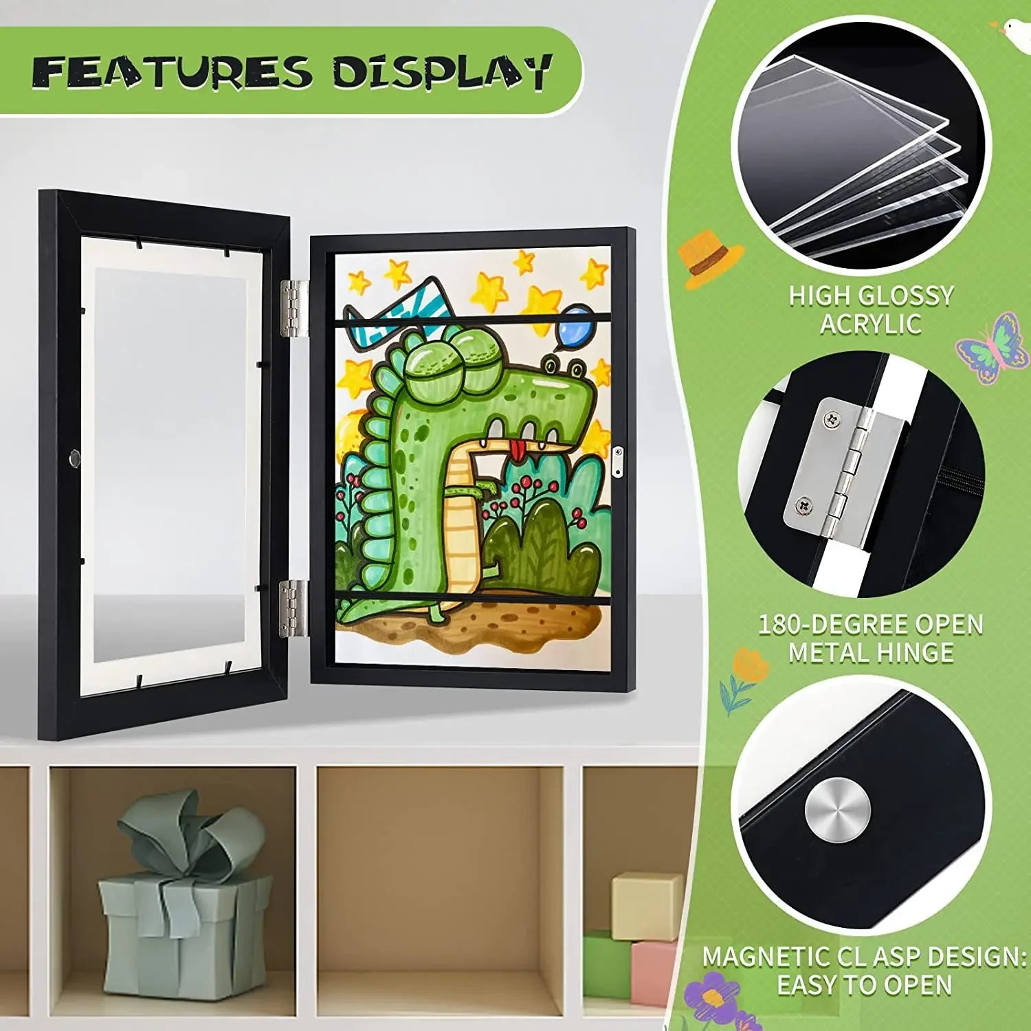 Children Drawing Frame A4 Wooden poster frame for walls Children's Art frame Changeable Kids Pictures Display Frames Home Decor - Buy online at  Vibe In Cart.