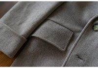 Men's Long Double Breasted Green Overcoat for Autumn and Winter