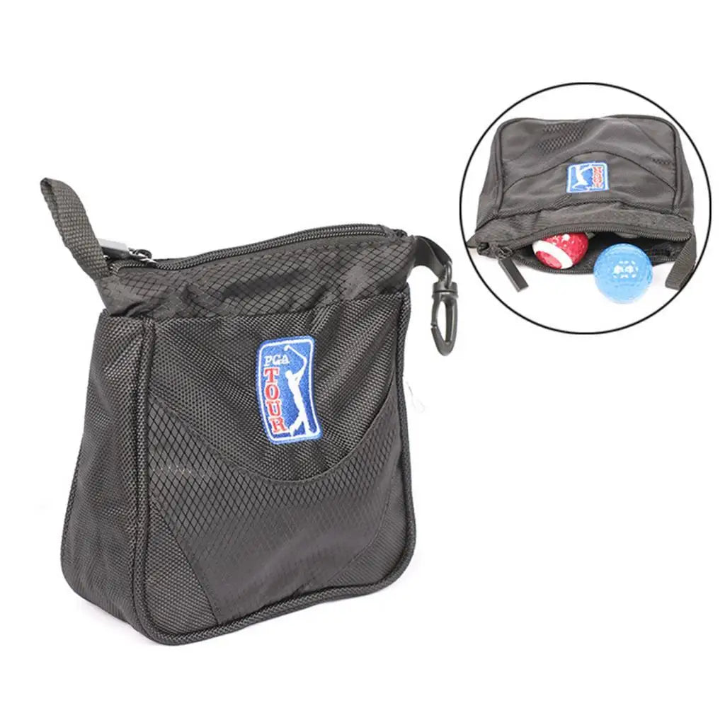 Portable Large Black Golf Ball and Tee Storage Bag