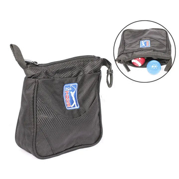 Portable Large Black Golf Ball and Tee Storage Bag