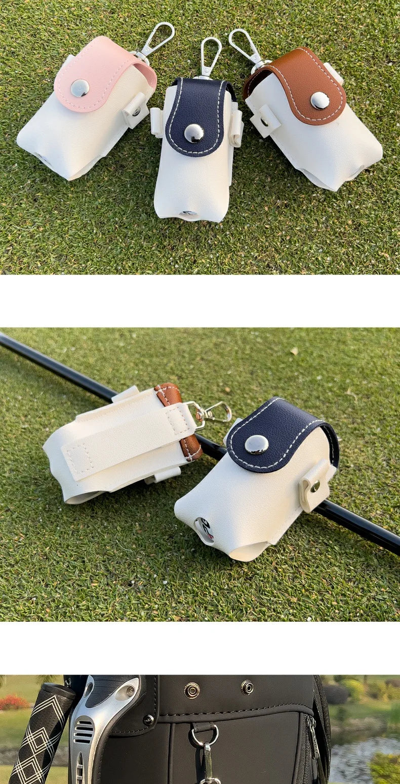 PU Golf Waist Bag Clip with Magnetic Buckle and Ball Storage