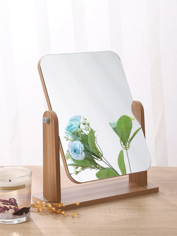 Dresser Vanity Makeup Mirror with Wood Stand, 360 Degree Rotating Compact Cosmetic Mirror, Portable Counter-top Mirror Bath Gift - Buy online at  Vibe In Cart.