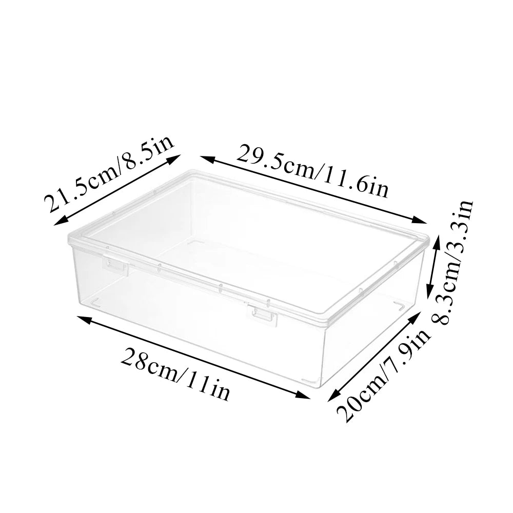 Transparent Plastic Square Desktop Document Storage Box