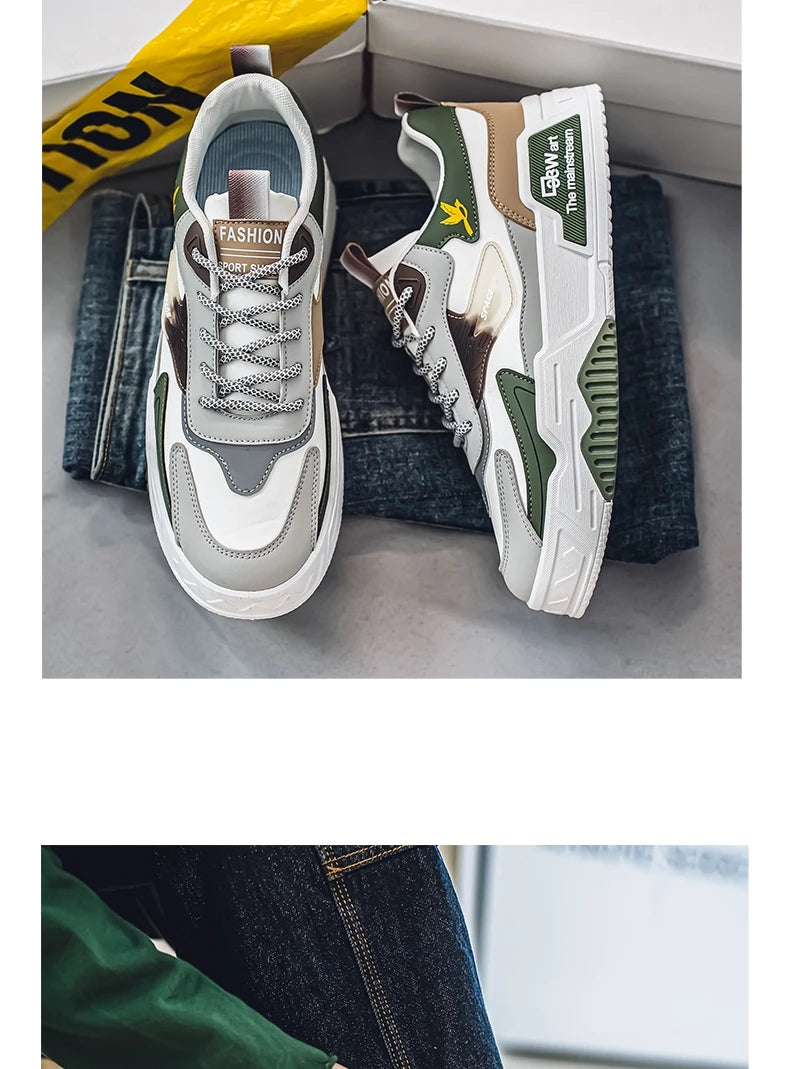 2024 Autumn New Casual Sports Shoes Men's Leather Low-Top Fashion Trend Easiest for Match Running Shoes Men's Skateboard Shoes Suitable for Outdoor Sports - Buy online at  Vibe In Cart.