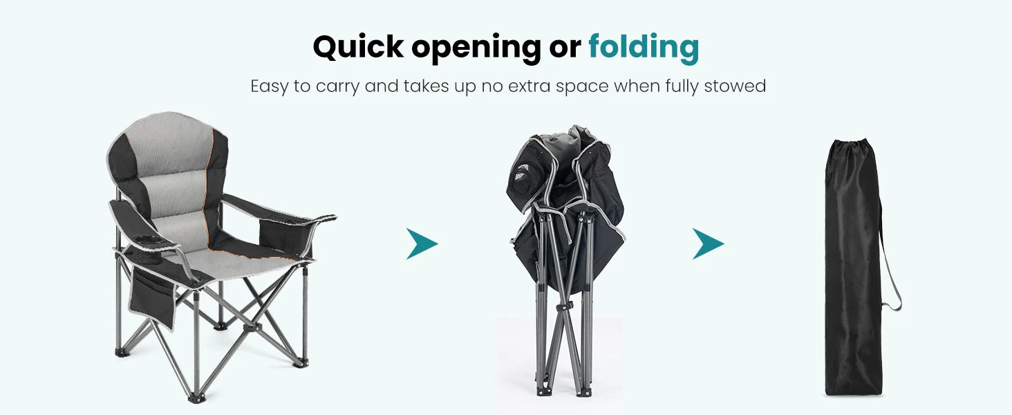 JHK Heavy Duty Camping Chair 450lbs Capacity Portable Folding Chair with Cup Holder Sturdy Steel Frame Outdoor Chair for Camping - Buy online at  Vibe In Cart.