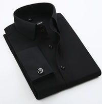 Men's French cufflinks shirt, men's slim fit long sleeved business sleeve nail free business formal men's solid color shirt - Buy online at  Vibe In Cart.