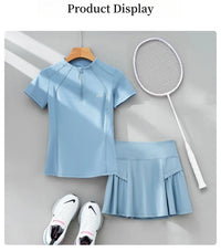 DRUR 2pcs Tennis Skirt Set Women Summer Sports Suit 2 Piece Fitness Top Skort Sets Ladies Golf Wear Set Sportswear Outfits 2025 - Buy online at  Vibe In Cart.