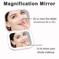 Compact Mini Gift Vanity Folding Cosmetic Mirror with Lights Portable Hand Held Small Pocket Travel Makeup Mirror 2X magnifying - Buy online at  Vibe In Cart.
