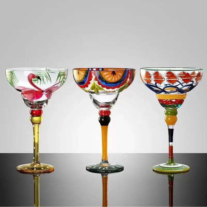 Handmade Colorful Margarita & Champagne Cocktail Glasses Set Creative Design for Home Bar Wedding Party Elegant Unique Drinkware - Buy online at  Vibe In Cart.