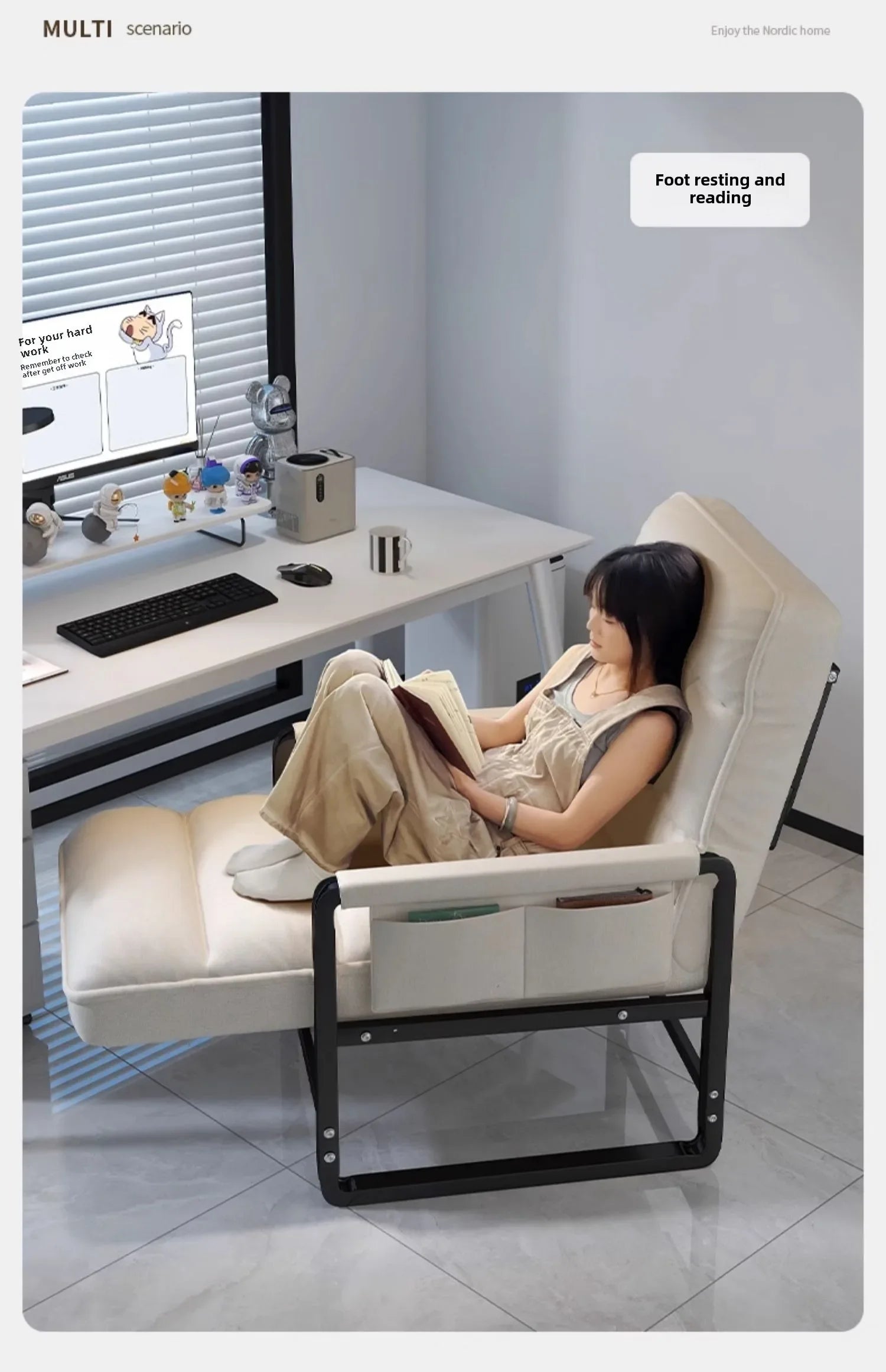 Reclining chair office lunch break folding chair computer chair can sit and lie down dual-purpose lazy sofa chair with backrest - Buy online at  Vibe In Cart.