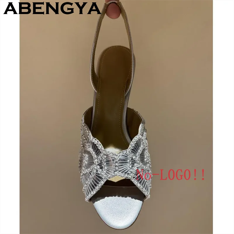 2026 Summer Trendy New Shiny Fish Mouth Toe Sexy Stiletto Sandals Woman Quality Sequined Thin High Heel Slippers for Women Shoes - Buy online at  Vibe In Cart.