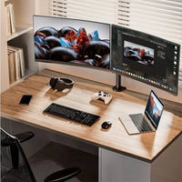Freestanding Dual Monitor Stand with Height Adjustment, Tilt, Swivel, Rotation up to 27 Inches