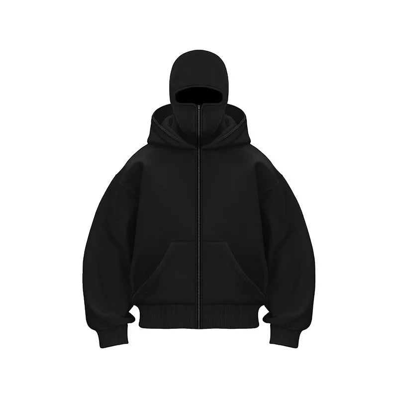 Men's Hooded Zipper Sweatshirt for Winter Outdoor Use