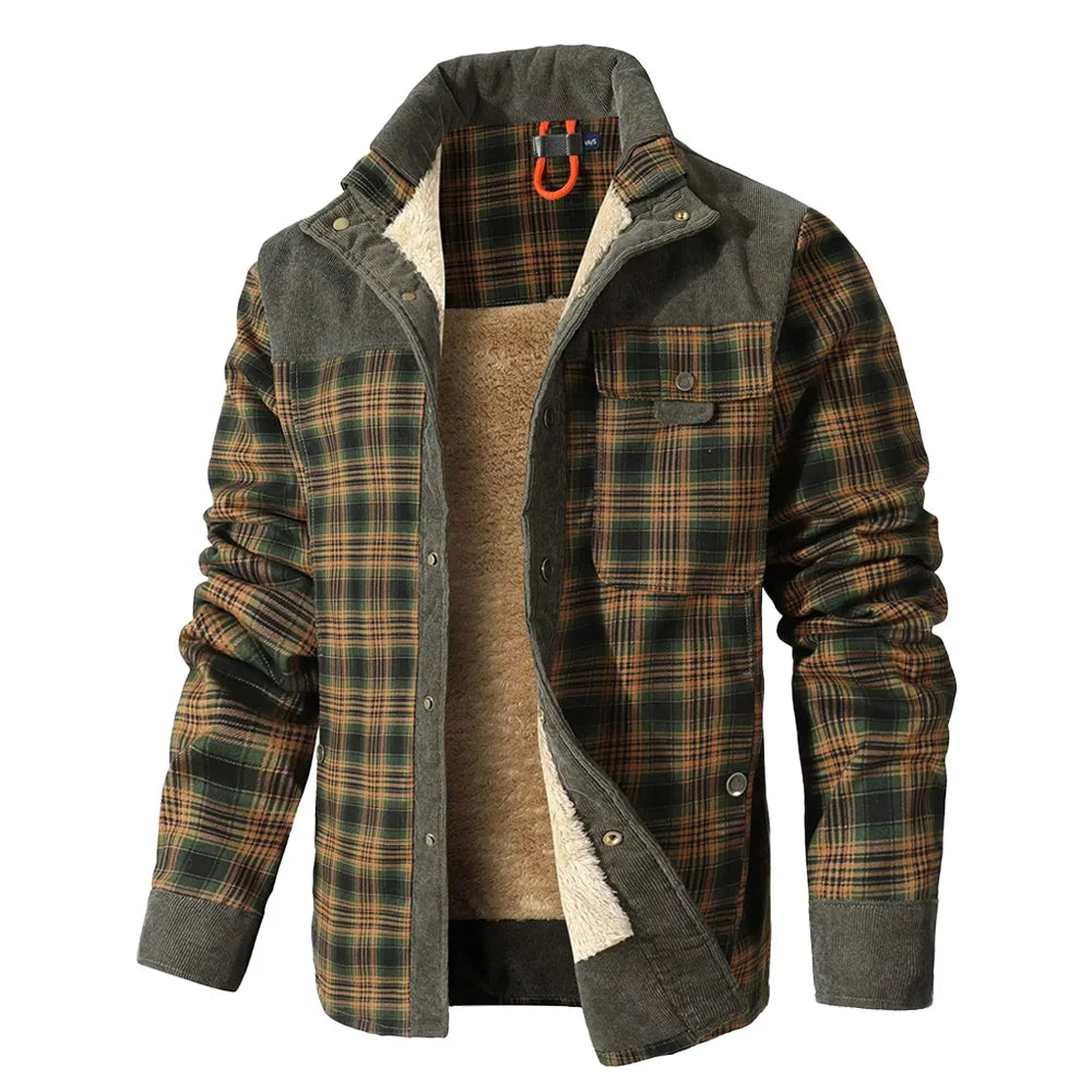 Men's Jackets Winter Windproof Warm Casual Bomber Coat Plaid Sherpa Lined Flannel Outdoor Classic Jacket Men US Size - Buy online at  Vibe In Cart.
