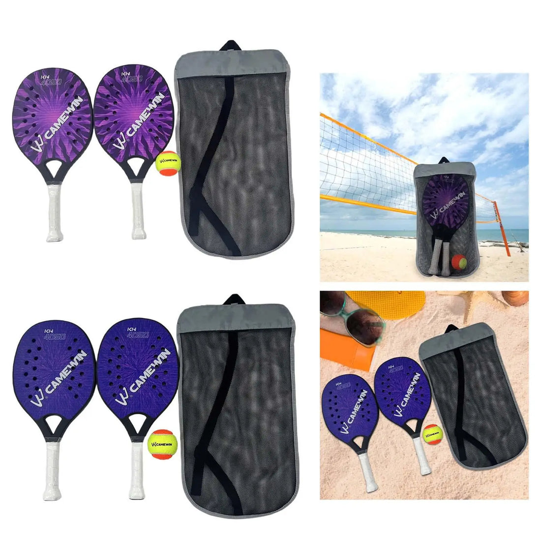 2x Beach Tennis Rackets Anti Slip Sweat Resistant Grip Portable Carbon Fiber - Buy online at  Vibe In Cart.
