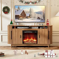 Electric Fireplace TV Stand, Modern Chic Entertainment Center for TVs Up to 80 inches, Curved Profile Design, Adjustable Shelves - Buy online at  Vibe In Cart.