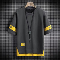 Loose Casual Short Sleeve T-Shirt Crew Neck Half Sleeve Summer New Style for Men Teenager Handsome Fake Two-Piece Top - Buy online at  Vibe In Cart.