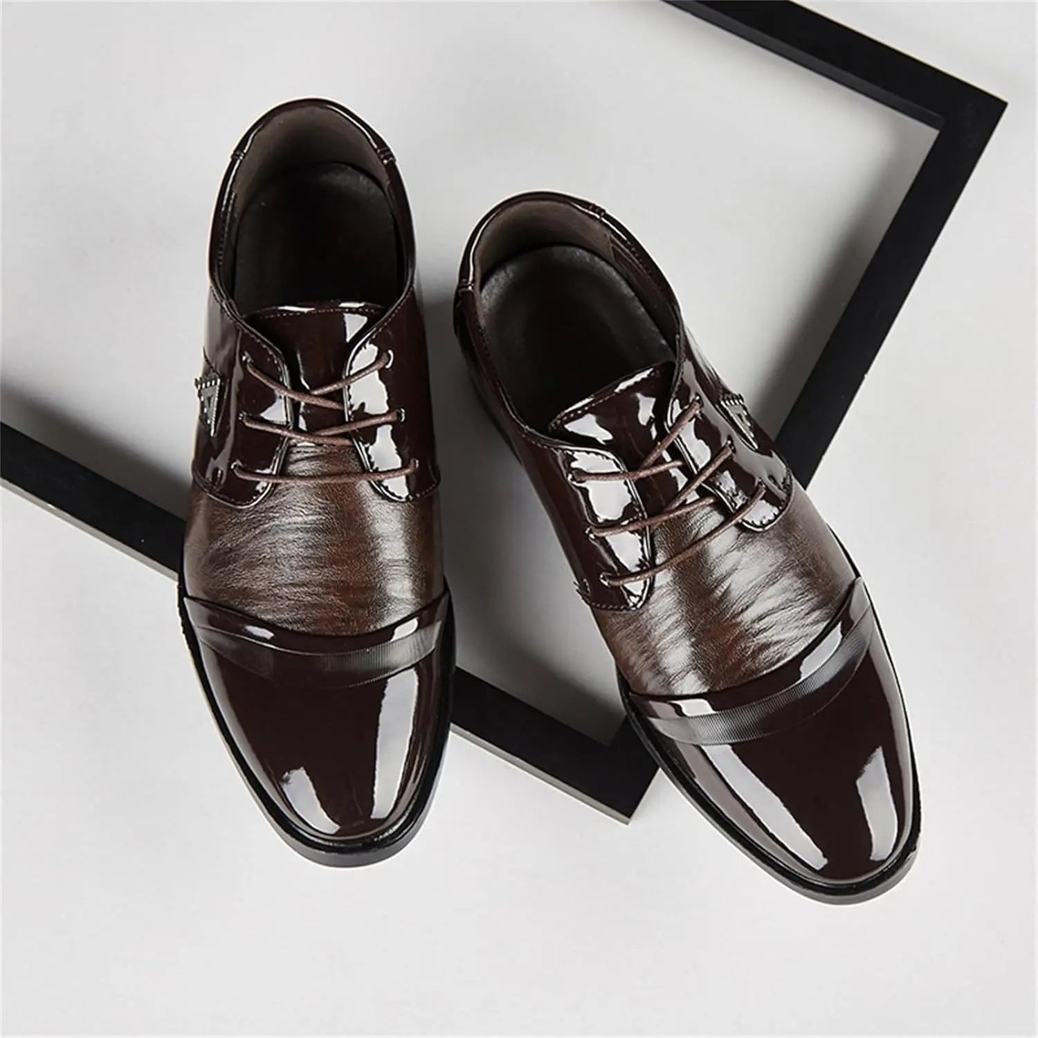 Mens Lace Up Dress Shoes Modern Formal Business Casual Office Suit Tuxedo Patent Leather Oxford Shoes - Buy online at  Vibe In Cart.