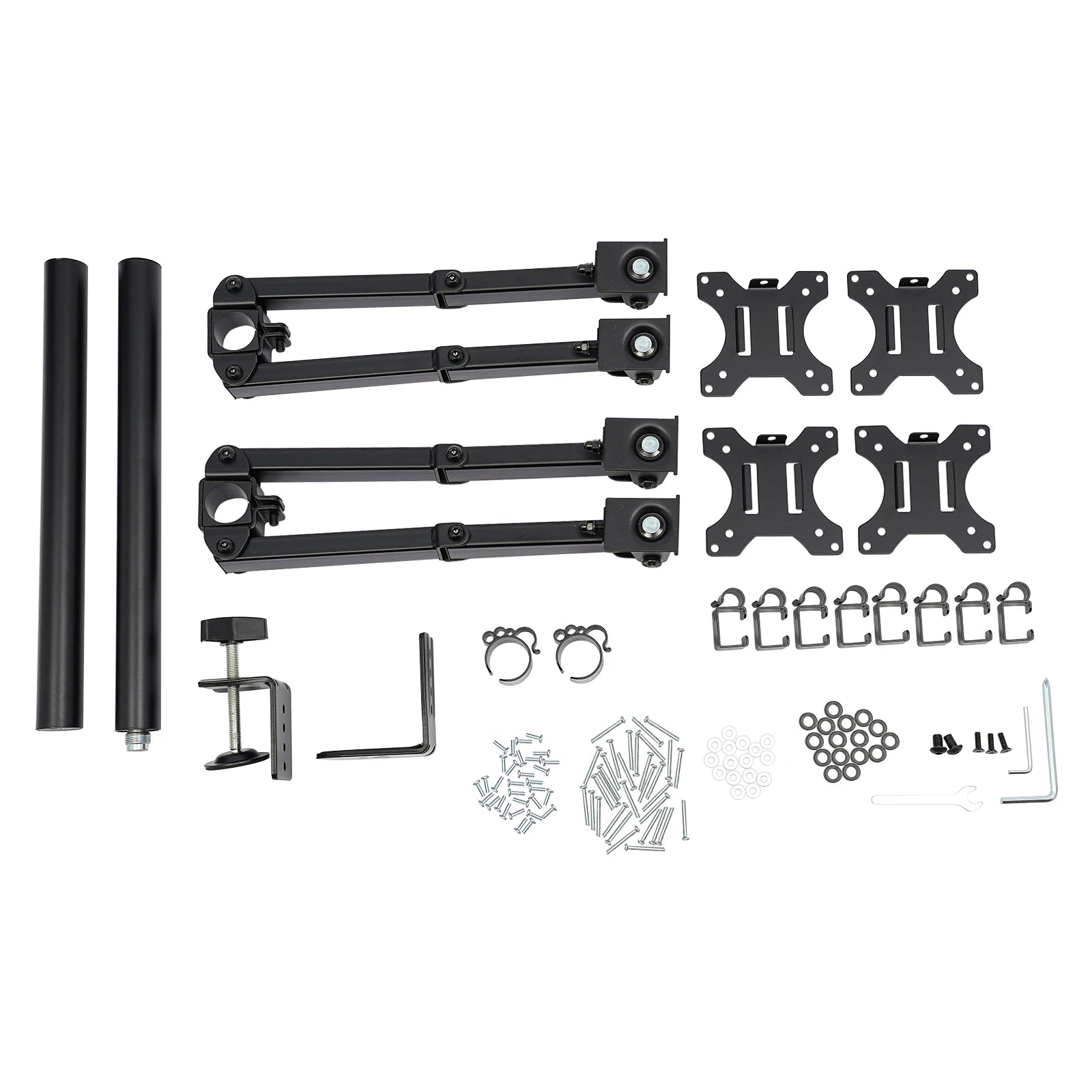 Adjustable Height Monitor Arm for 10-27 Inch Screens with 360 Degree Rotation in Black