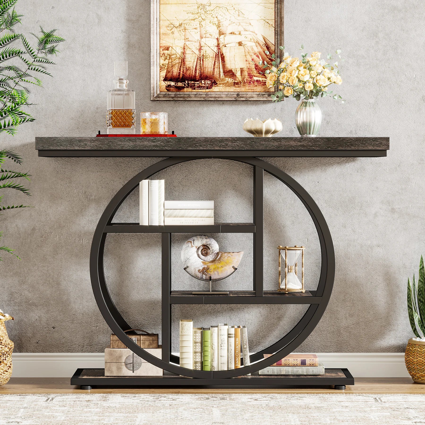 4-Tier Industrial Console Table, 41.3-Inch Metal for Entryway